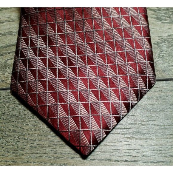 Jones New York Mens 100% Silk Tie Formal Suit  Luxury Style Collection Maroon - Picture 3 of 6